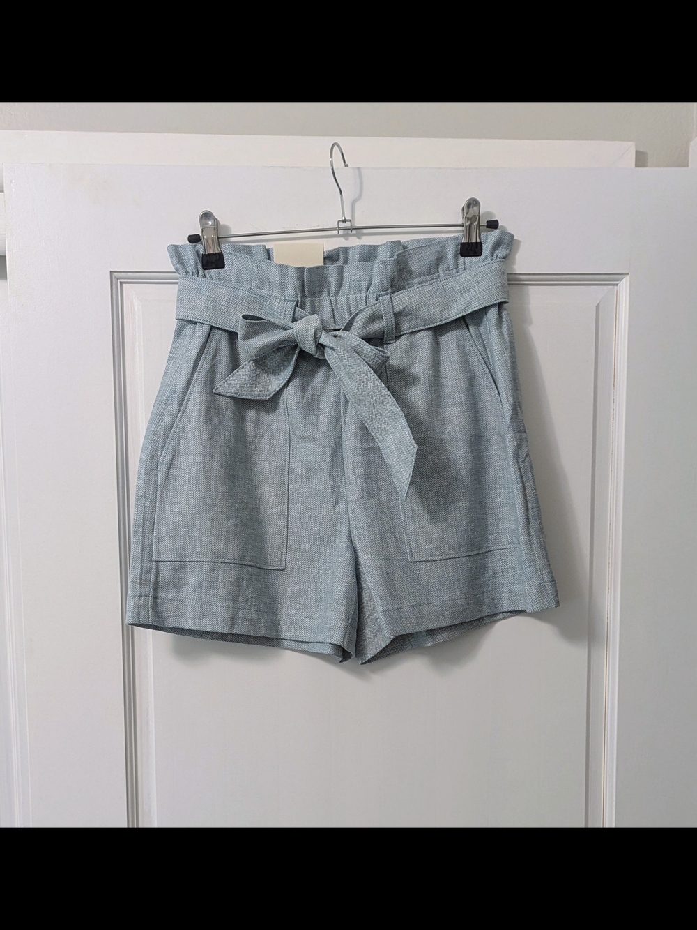 NWT Paperbag High-Waist Tie Shorts - Light Blue